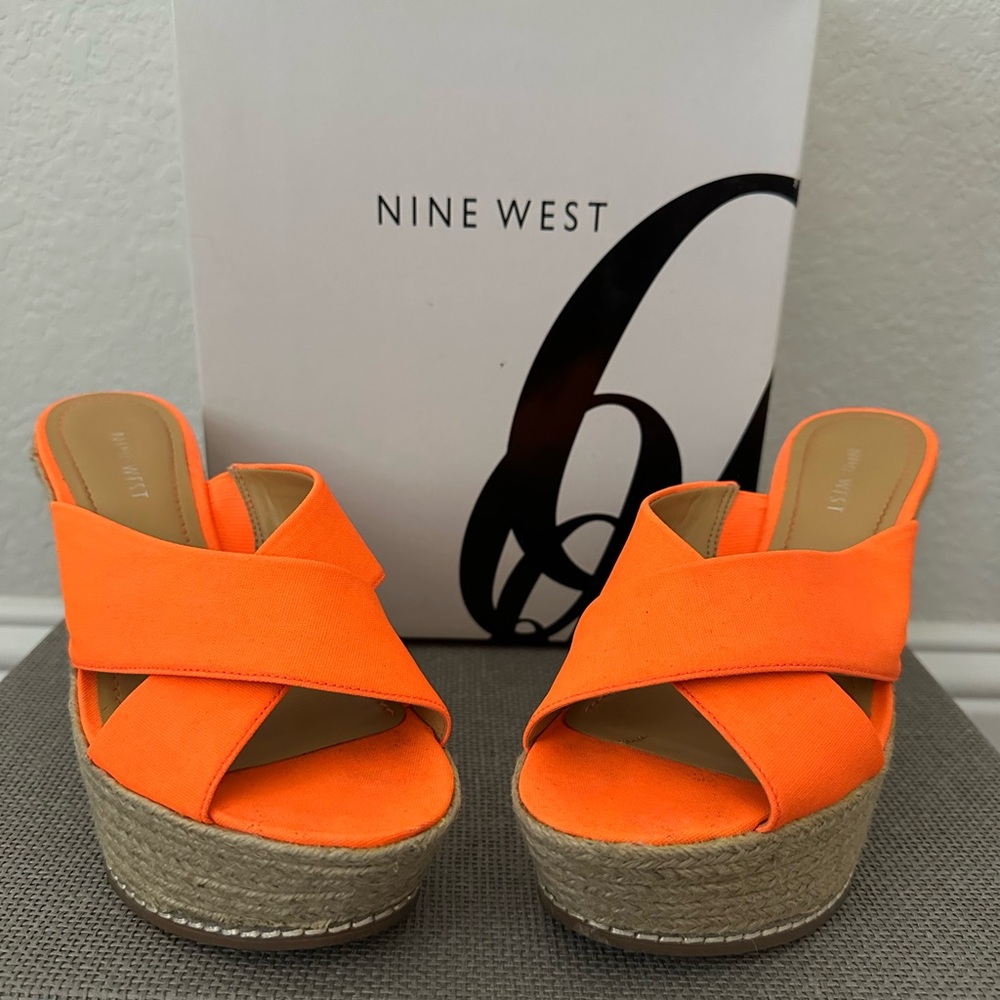 Nine West Orange Dashall Wedge Platform Espadrilles - Never Worn